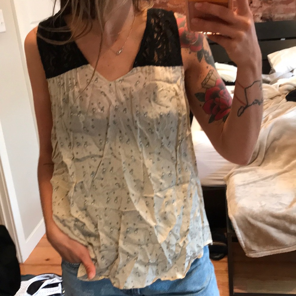 Silent +noise tank sheer black lace